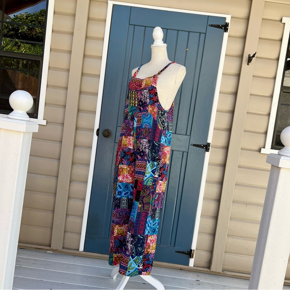 Boho Bright Multicolor Patchwork Overalls Women’s… - image 2